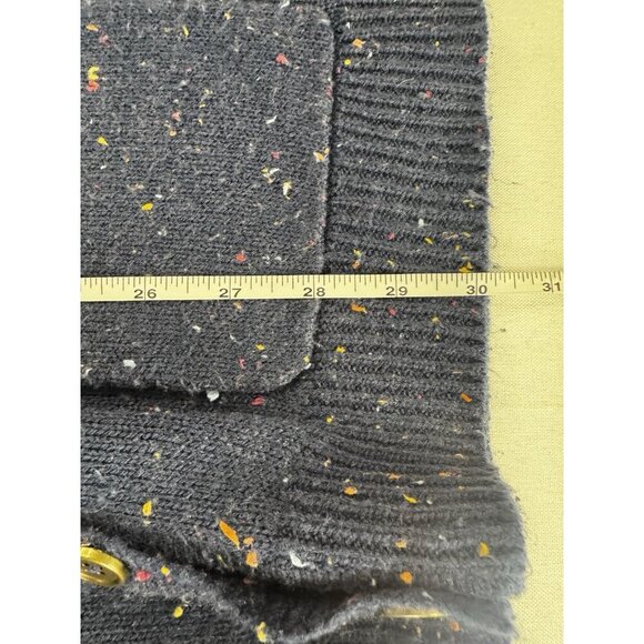 Professor Academia Grandpa Cardigan XL Navy Marled Knit Elbow Patch Y2K Retro - Picture 7 of 7